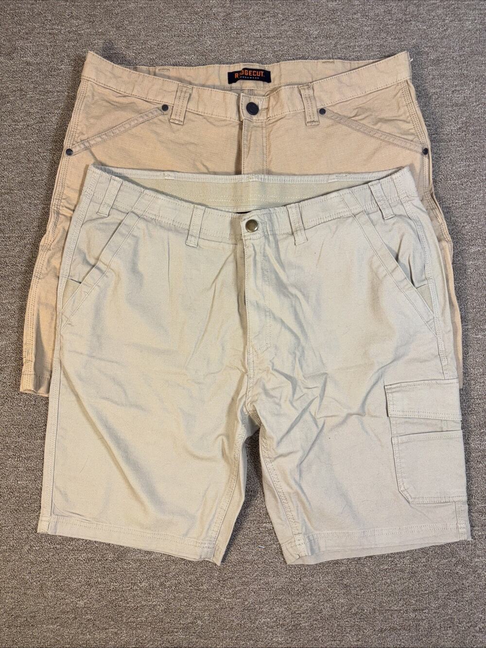 Men’s Work Shorts Lot 2 Pair Beige Size 40 Cargo Wolverine Ridgecut